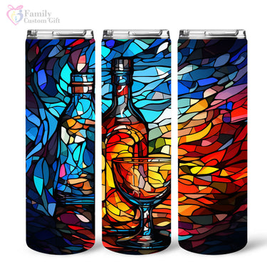 Bourbon In Stained Glass 20oz Skinny Tumbler, Bourbon Drinker, Bourbon Lover Gifts, Alcohol Drink, Alcohol Tumbler, Vibrant Tumbler, Trending Tumbler